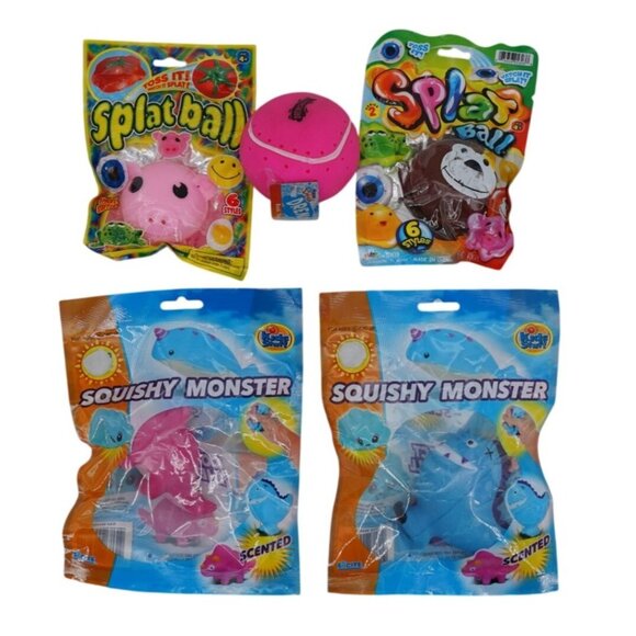 Kid’s Stuff Squishy Monster Scented (2 pk), Splat Ball (2 pk), and Aqua Splash D - Picture 1 of 5